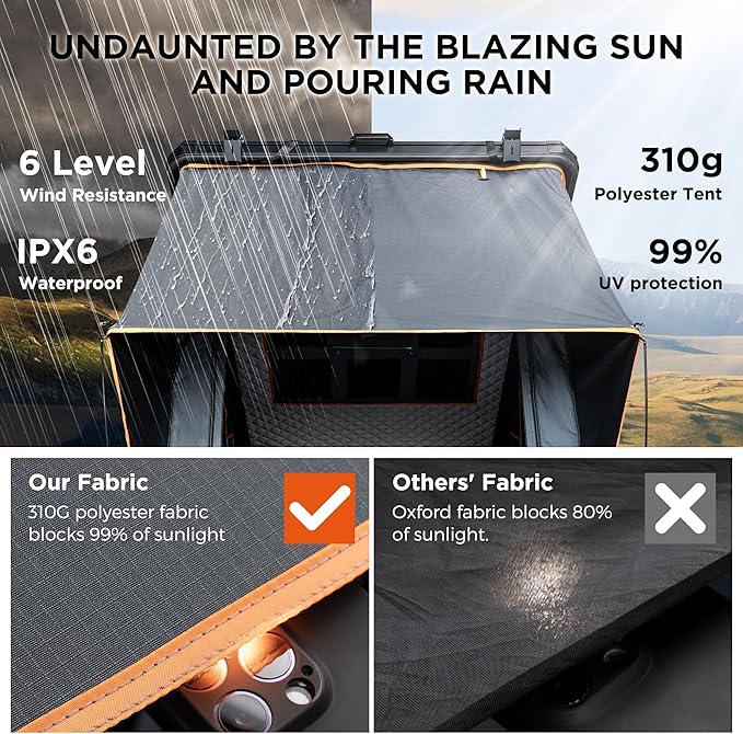 Naturnest Hard Shell Rooftop Tent for 2–3 Person Vehicles